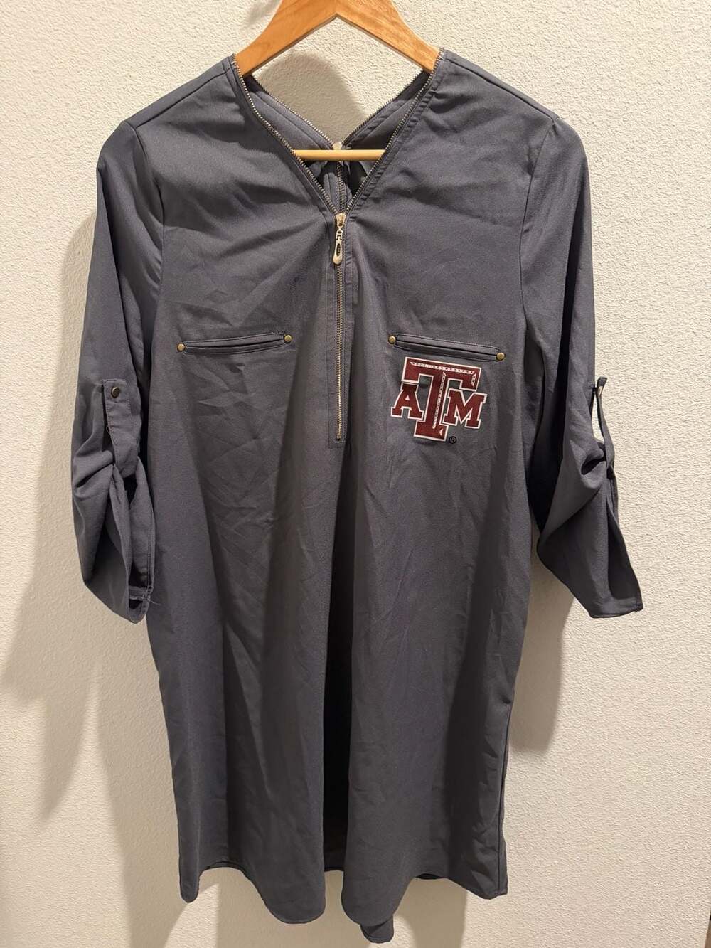 Gameday Couture Texas‎ A&M Aggies Grey Back Zip Tunic Dress Size XL